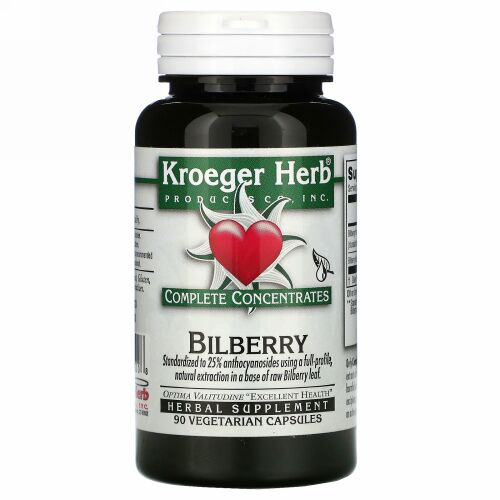 Kroeger Herb Co, Bilberry, 90 Vegetarian Capsules