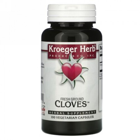 Kroeger Herb Co, Fresh Ground Cloves（挽きたてクローブ）、ベジカプセル100粒