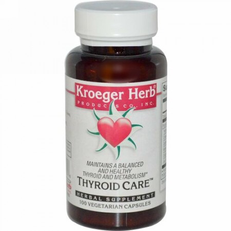 Kroeger Herb Co, 甲状腺ケア、100ベジカプセル (Discontinued Item)