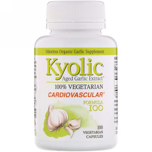 Kyolic, 熟成にんにく抽出液、Cardiovascular（毎日の健康をサポート）フォーミュラ100、植物性カプセル100粒
