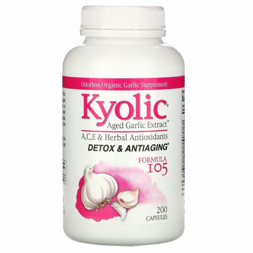 Kyolic, 熟成ニンニク抽出液、解毒&エイジングケア、フォーミュラ 105、200カプセル