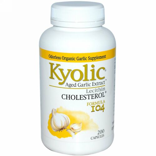 Kyolic, レシチン熟成ニンニク抽出液, コレステロールフォーミュラ 104, 200粒