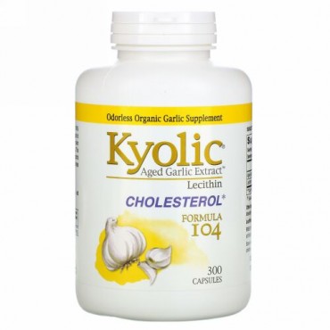 Kyolic, 熟成ニンニク抽出液　レクチン、コレステロール・フォーミュラ 104、カプセル300 粒