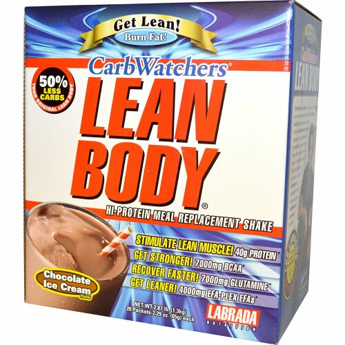 Labrada Nutrition, カーブウォッチャーズ リーンボディ、 チョコレートアイスクリーム 味、 20 袋、各 2.29 oz (65 g) (Discontinued Item)