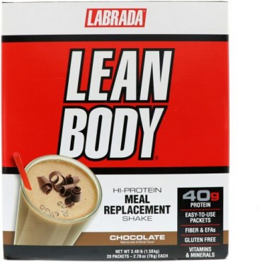 Labrada Nutrition, リーンボディ、高タンパクミールリプレイスメントシェイク、チョコレート、20袋、各2.78 oz (79 g)  (Discontinued Item)