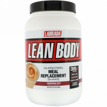 Labrada Nutrition, リーンボディ、高タンパク質代替食シェイク、シナモンパン、2.47ポンド (1120 g) (Discontinued Item)