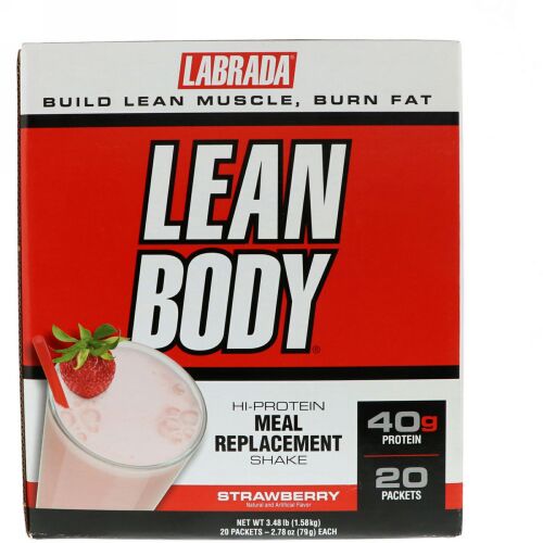 Labrada Nutrition, リーンボディ、高タンパクミールリプレイスメントシェイク、ストロベリー、20袋、各2.78 oz (79 g)  (Discontinued Item)