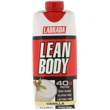 Labrada Nutrition, リーンボディ、直ぐ飲めるプロテインシェイク、バニラ、17液量オンス (500 ml) (Discontinued Item)