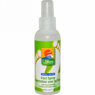 Lafe's Natural Bodycare, ペパーミントオイル入りフットスプレー、4 oz. (118 ml) (Discontinued Item)