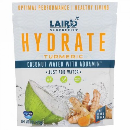 Laird Superfood, Hydrate, Tumeric, Coconut Water with Aquamin, 8 oz (227 g) (Discontinued Item)