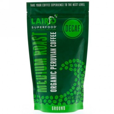 Laird Superfood, オーガニックペルーコーヒー、カフェイン抜きミディアムロースト、グラウンド、12オンス (340 g) (Discontinued Item)