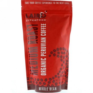 Laird Superfood, オーガニックペルーコーヒー、ミディアムロースト、ホールビーン、12オンス (340 g) (Discontinued Item)