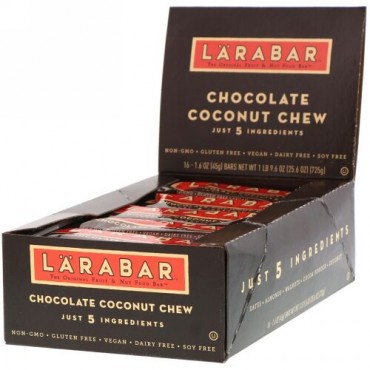 Larabar, チョコレートココナッツチュウ、16本、各1.6オンス（45 g）