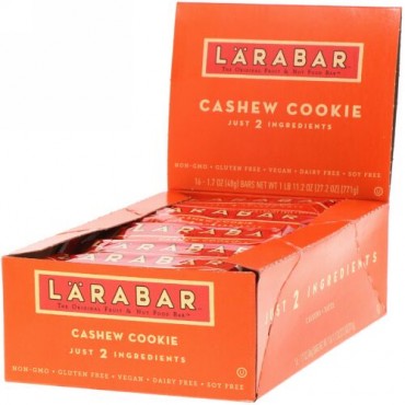 Larabar, オリジナルフルーツ＆ナッツフードバー、カシュークッキー、16本、各48g（1.7オンス）