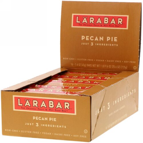 Larabar, The Original Fruit & Nut Food Bar, Pecan Pie, 16 Bars, 1.6 oz (45 g) Each