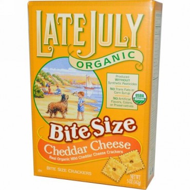 Late July, オーガニック バイトサイズクラッカー、 チェダーチーズ、 5 oz (142 g) (Discontinued Item)