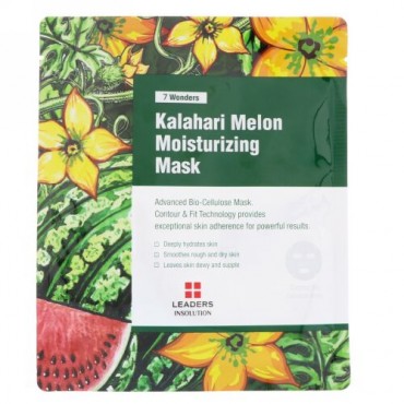 Leaders, 7ワンダース、カラハリメロンモイスチャライジングマスク、1枚、30 ml (Discontinued Item)