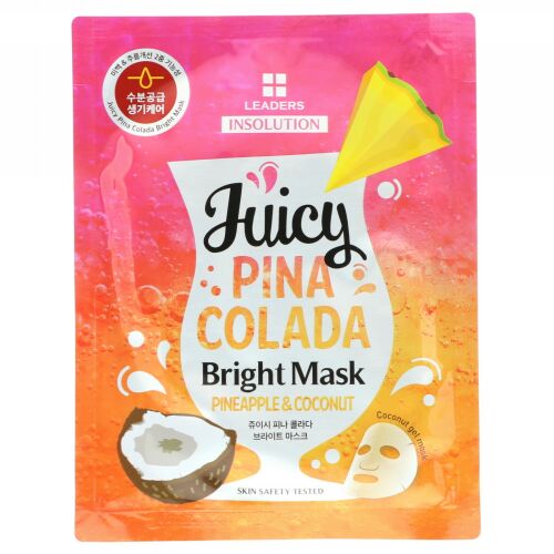 Leaders, Insolution, Juicy Pina Colada Bright Mask, Pineapple & Coconut, 1 Sheet, 1.01 fl oz (30 ml) (Discontinued Item)