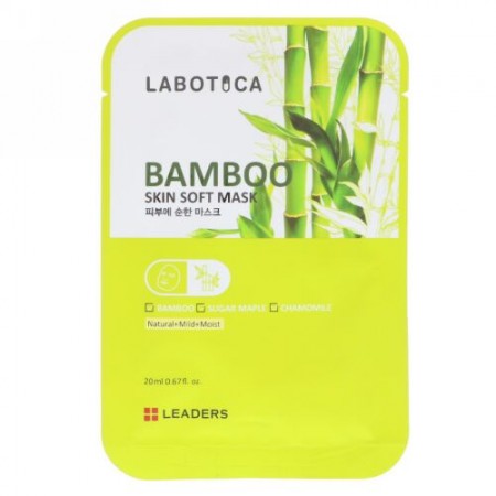 Leaders, ラボティカ、バンブースキンソフトマスク、1枚、20 ml (Discontinued Item)