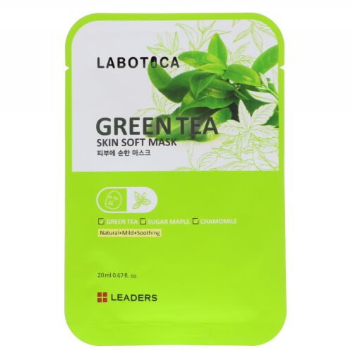Leaders, ラボティカ、グリーンティー スキンソフトマスク、1枚、20 ml (Discontinued Item)