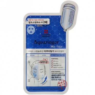 Leaders, ステップソリューション、アクアリンガー ホワイトベルベットマスク、1枚、25 ml (Discontinued Item)