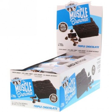 Lenny & Larry's, the MUSCLE Brownie, Triple Chocolate, 12 Brownies, 2.29 oz (65 g) Each (Discontinued Item)
