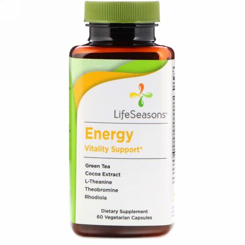 LifeSeasons, エナジー、バイタリティサポート、ベジタリアンカプセル60粒 (Discontinued Item)