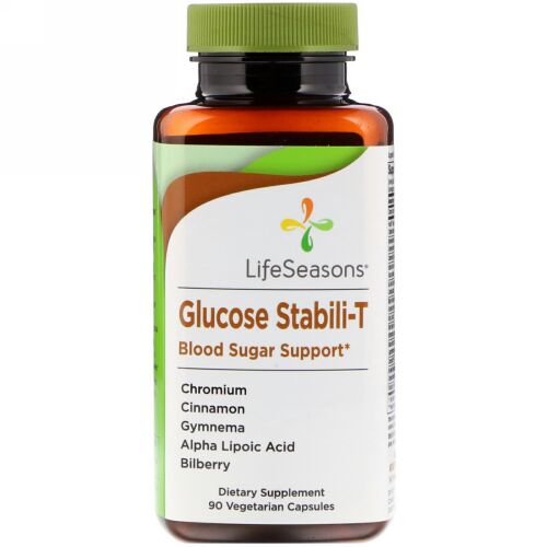 LifeSeasons, グルコーススタビライT 血糖値サポート、植物性カプセル90粒