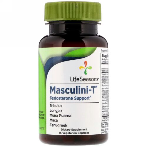 LifeSeasons, マスキュリーニ-T、テストステロンサポート、植物性カプセル15錠 (Discontinued Item)