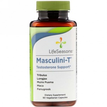 LifeSeasons, マスキュリーニ-T、テストステロンサポート、植物性カプセル90錠
