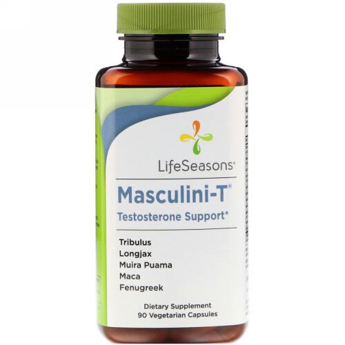 LifeSeasons, マスキュリーニ-T、テストステロンサポート、植物性カプセル90錠
