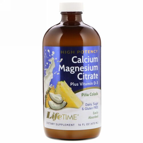 LifeTime Vitamins, カルシウム マグネシウム クエン酸塩, 高効力, ピナコラーダ（Pina Colada）, 16液量オンス（473 ml） (Discontinued Item)