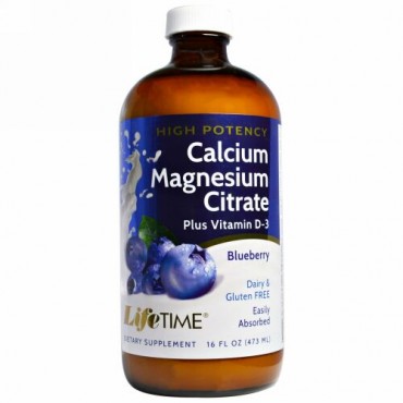 LifeTime Vitamins, カルシウムマグネシウム クエン酸塩、 ブルーベリー、 16 fl oz (473 ml)