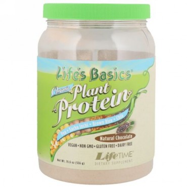 LifeTime Vitamins, Life's Basics, Organic Plant Protein, Natural Chocolate, 19.6 oz (556 g) (Discontinued Item)