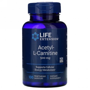 Life Extension, アセチル-L-カルニチン、 500 mg、ベジキャップ100錠