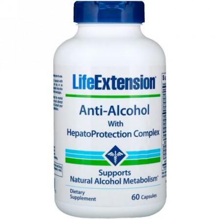 Life Extension, 肝臓保護コンプレックスを含む抗アルコール、60カプセル (Discontinued Item)