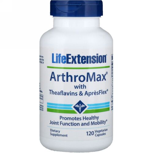 Life Extension, テアフラビンとアプレスフレックス配合のArthroMax（アースロマックス）、植物性カプセル120粒