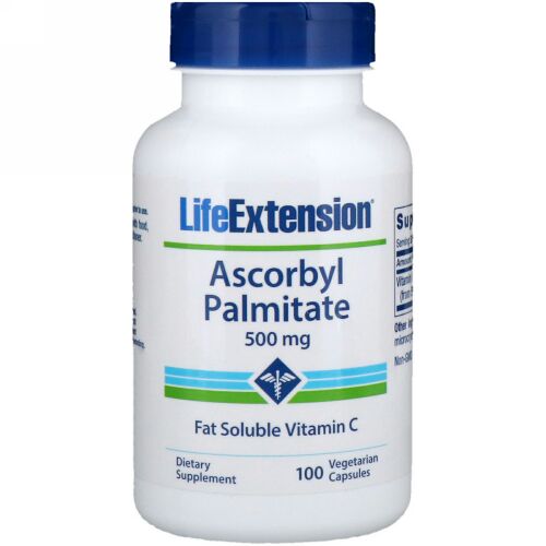 Life Extension, パルミチン酸アスコルビル、500mg、植物性カプセル100粒