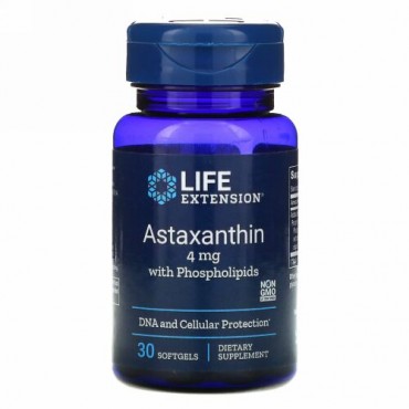 Life Extension, リン脂質入りアスタキサンチン、4mg、ソフトジェル30粒