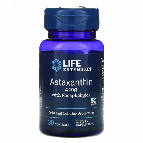 Life Extension, リン脂質入りアスタキサンチン、4mg、ソフトジェル30粒