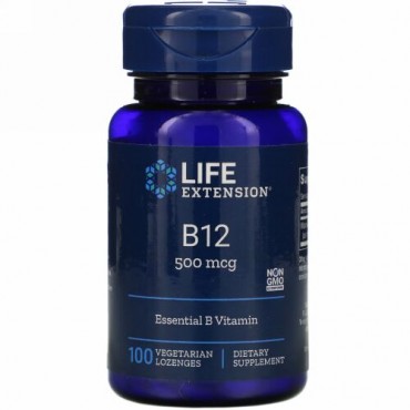 Life Extension, B12, 500 mcg, 100 Vegetable Lozenges