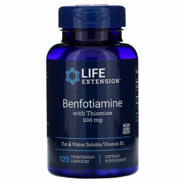 Life Extension, チアミン配合ベンフォチアミン、100mg、ベジカプセル120粒