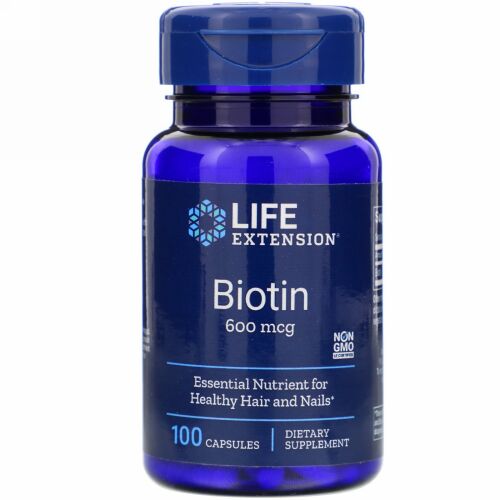Life Extension, ビオチン、600 mcg、 100 錠