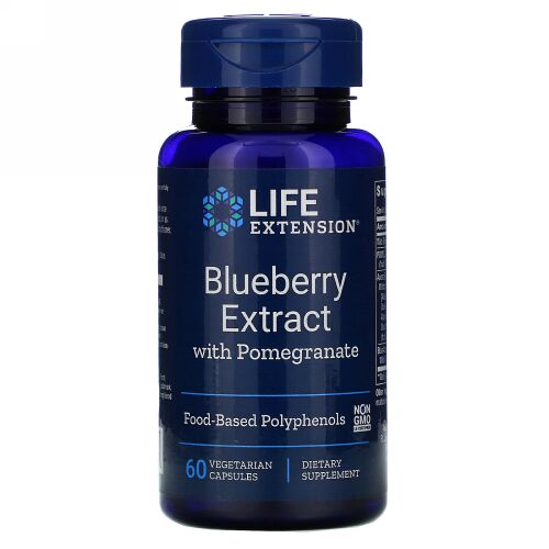 Life Extension, ザクロ入りブルーベリーエキス、植物性カプセル60粒