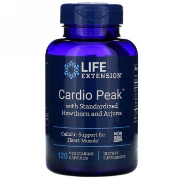 Life Extension, カルディオピーク（Cardio Peak）基準合格のサンザシとアルジュナを配合 、植物性カプセル120錠