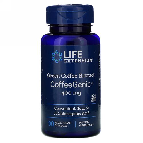 Life Extension, コーヒージニック, グリーンコーヒーエキス, 400 mg, 植物性カプセル90粒