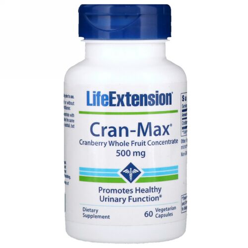 Life Extension, Cran-Max（クランマックス）、クランベリーホールフルーツコンセントレート、500mg、植物性カプセル60粒