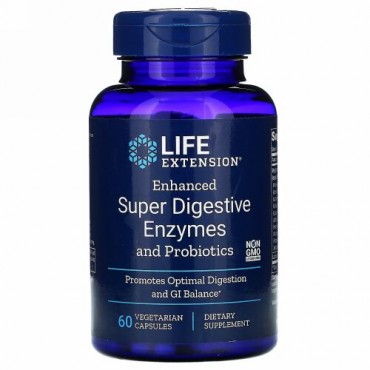 Life Extension, Enhanced Super Digestive Enzymes and Probiotics, 60 Vegetarian Capsules