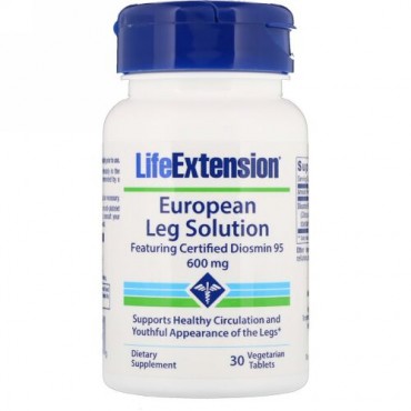 Life Extension, ヨーロピアンレッグソリューション、認定ジオスミン95配合、600 mg、30ベジタリアン錠剤 (Discontinued Item)