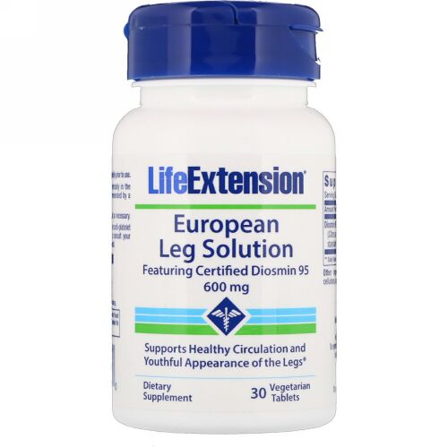 Life Extension, ヨーロピアンレッグソリューション、認定ジオスミン95配合、600 mg、30ベジタリアン錠剤 (Discontinued Item)